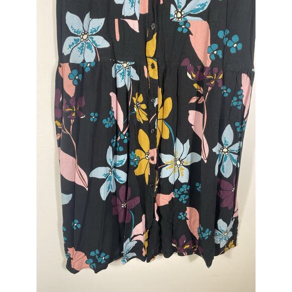 Who What Wear Dress Size 2X Black Floral Shirt Dress Sleeveless Dark Romantic - Picture 5 of 12